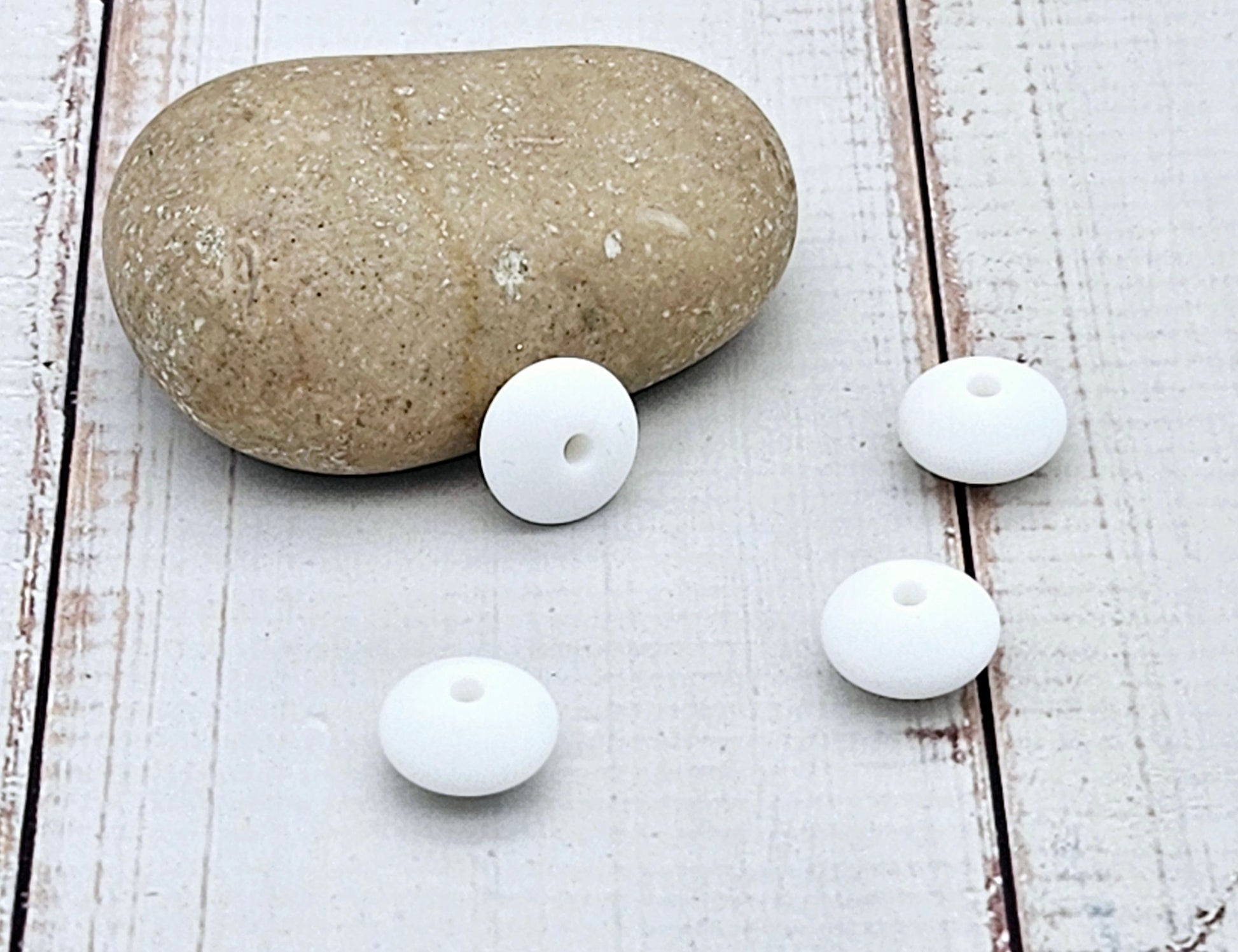 10 perles lentilles en silicone 12mm blanc