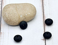 10 perles lentilles en silicone 12mm noir