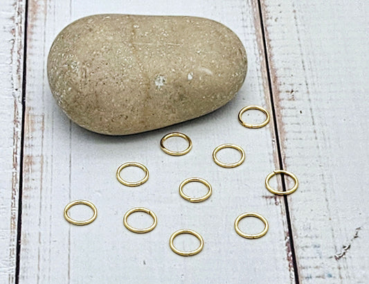 50 anneaux de jonction 8mm acier inoxydable or 18 carats