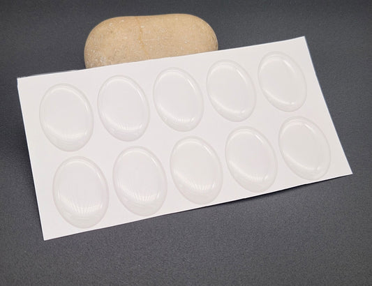 10 cabochons autocollants ovales 25x18 mm en résine époxy