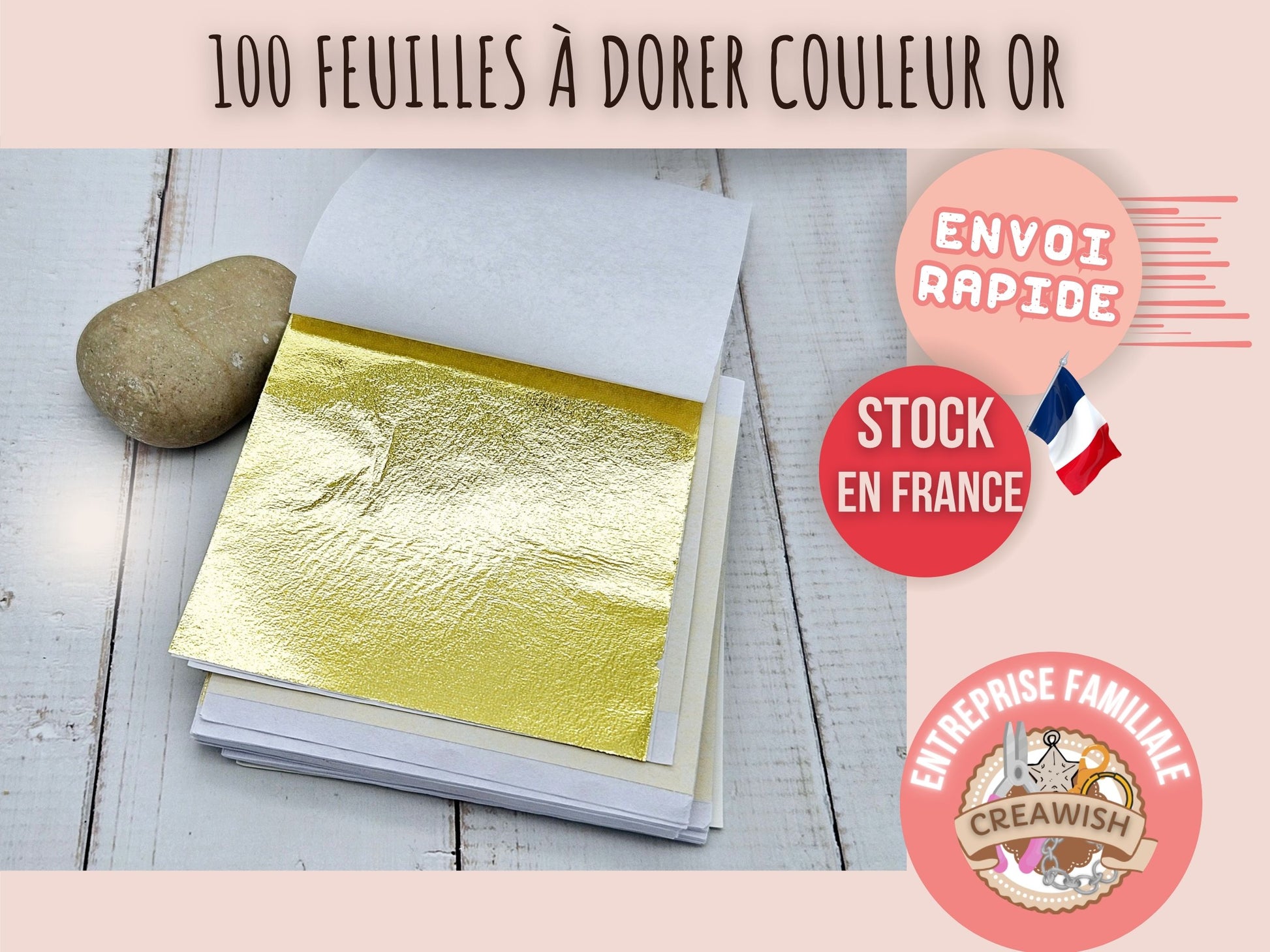 100 Feuilles à Dorer - Imitation Or (8x8 cm)