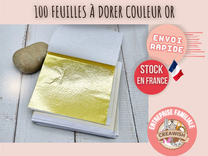 100 Feuilles à Dorer - Imitation Or (8x8 cm)
