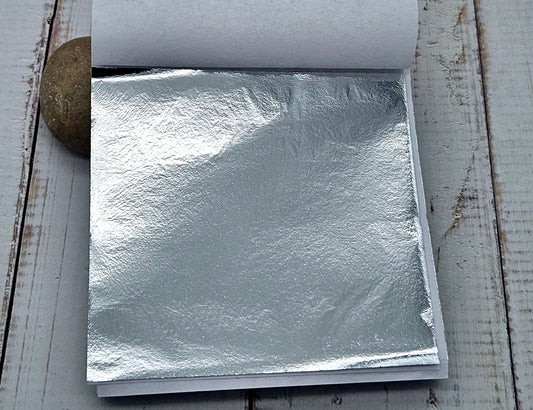 100 Feuilles à Dorer - Couleur argent (8x8 cm)