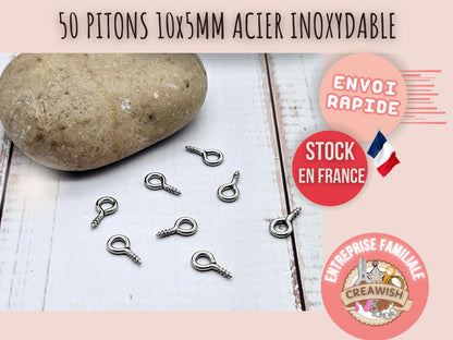 50 pitons 10x5mm acier inoxydable