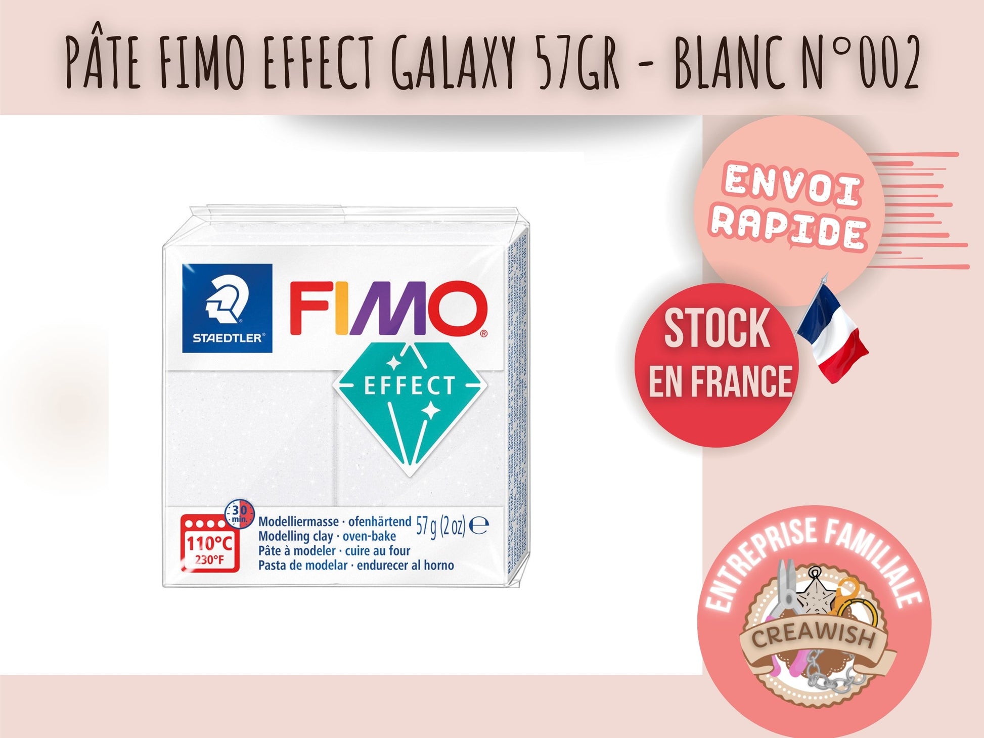 Pâte Fimo Effect galaxy 57g – Blanc n°002