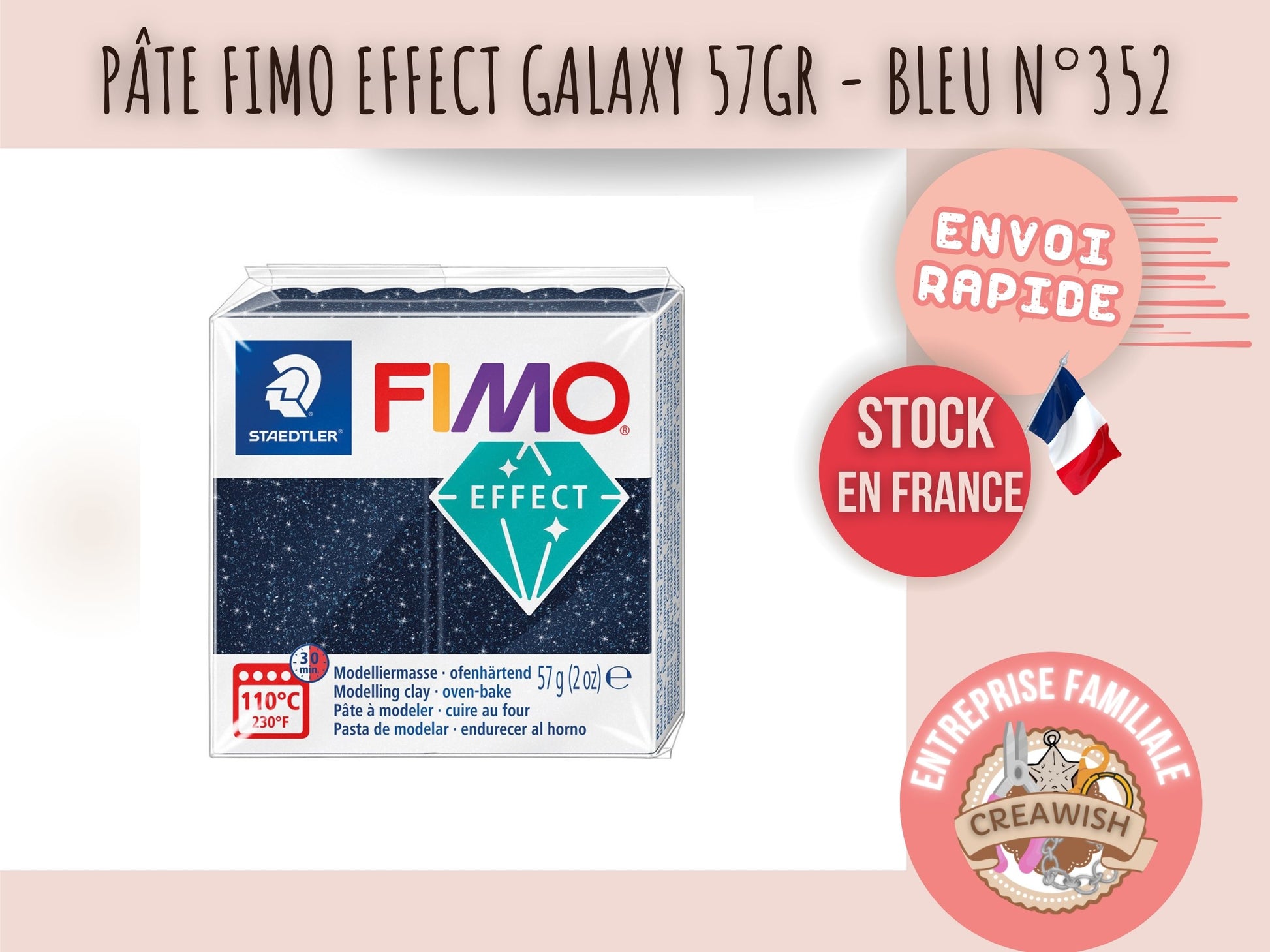 Pâte Fimo Effect galaxy 57g – Bleu n°352