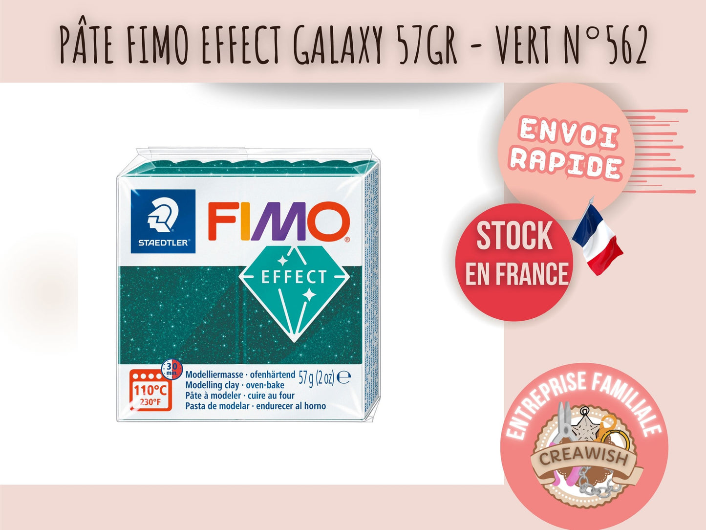Pâte Fimo Effect galaxy 57g – Vert n°562
