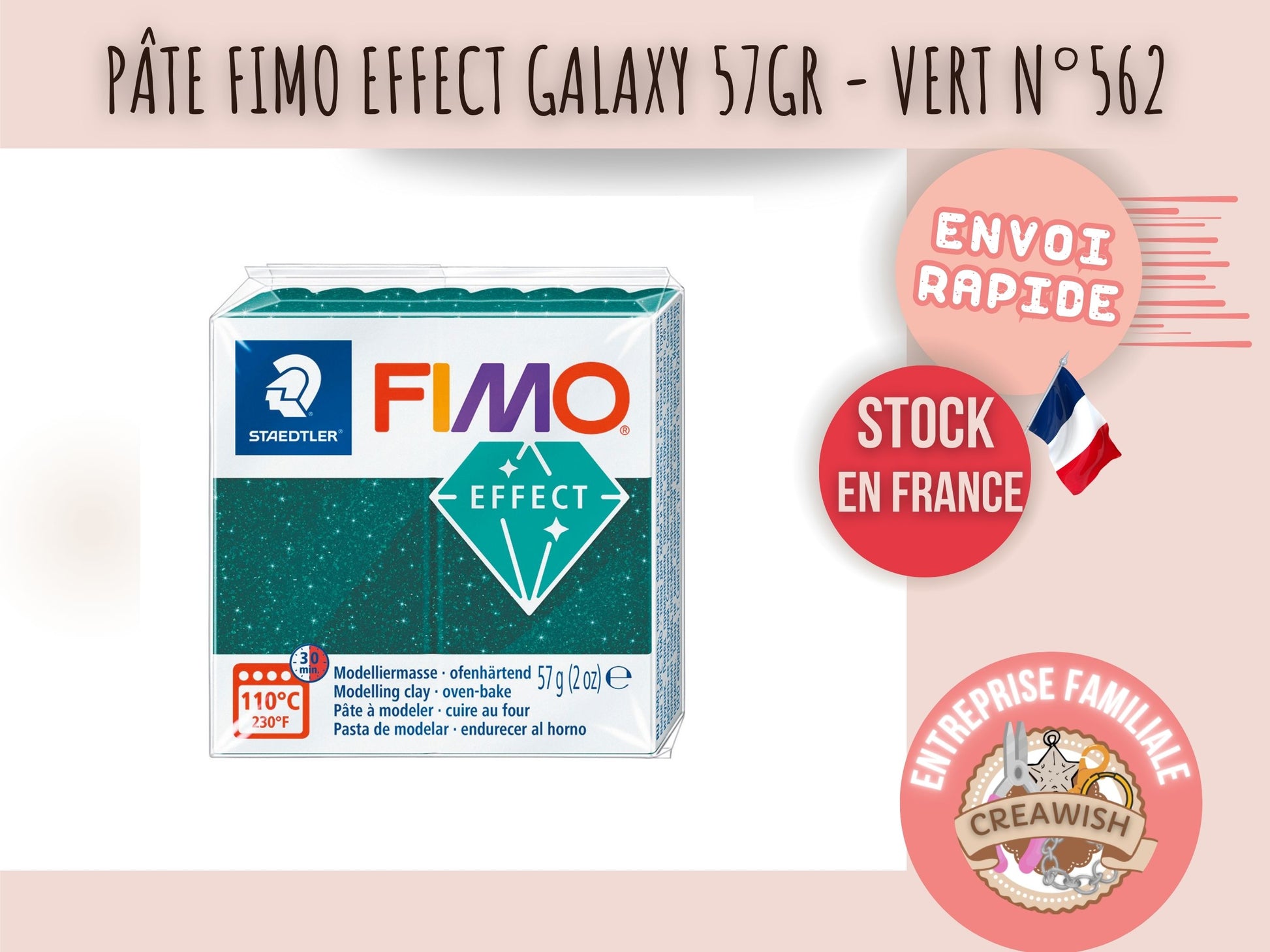 Pâte Fimo Effect galaxy 57g – Vert n°562