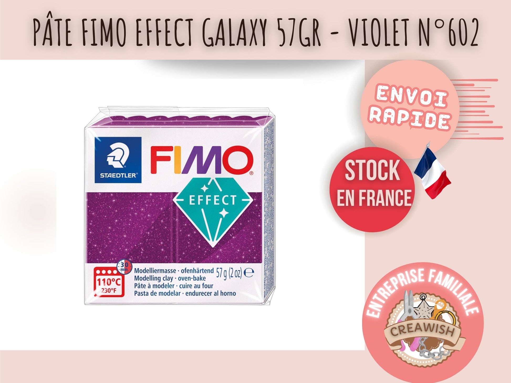 Pâte Fimo Effect galaxy 57g – Violet n°602
