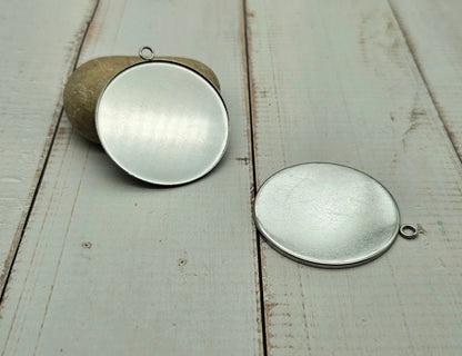 10 pendentifs plateau cabochon 40mm acier inoxydable