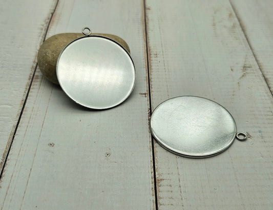 10 pendentifs plateau cabochon 40mm acier inoxydable