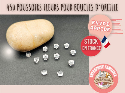450 poussoirs stoppeurs fleurs pour boucles d'oreilles