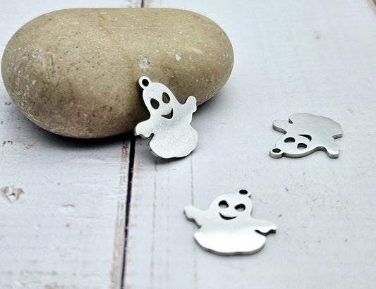 5 breloques fantôme halloween acier inoxydable