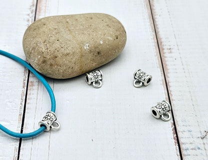 50 bélières cylindre papillon argent mat
