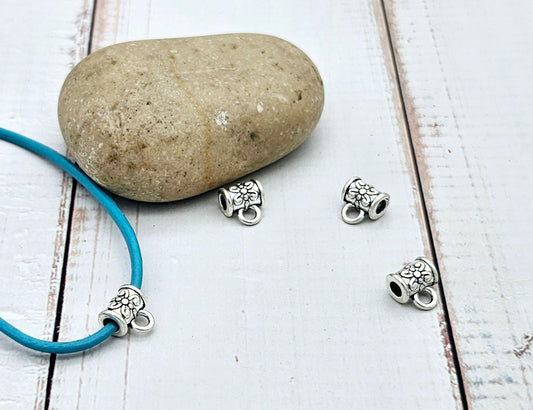 50 bélières cylindre papillon argent mat
