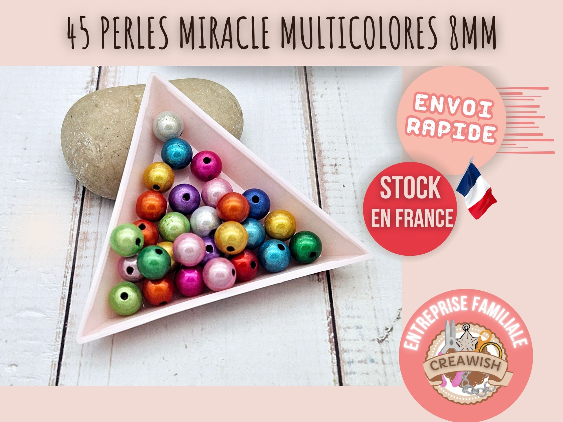 45 perles miracle multicolores 8mm