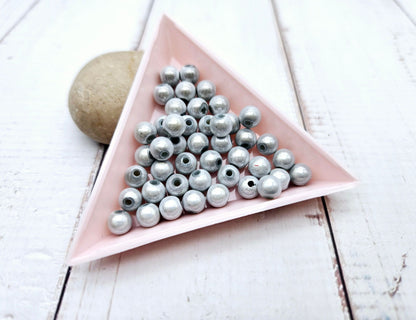 100 perles miracle argentées 6mm