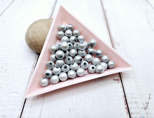 100 perles miracle argentées 6mm