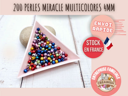 200 perles miracle multicolores 4mm