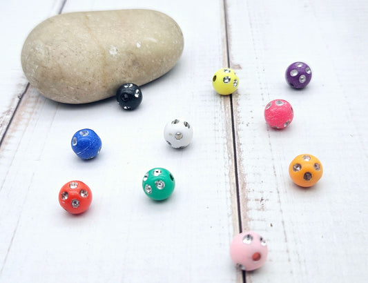100 perles multicolores effet strass 8mm