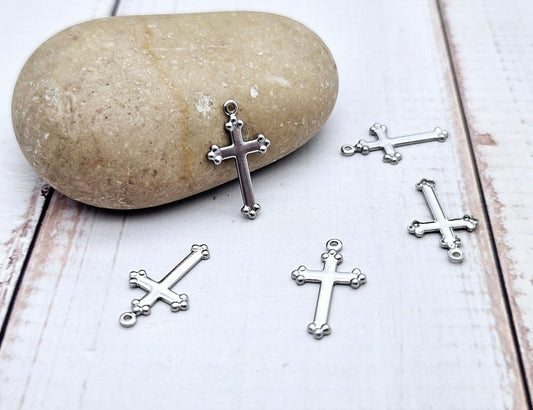 10 breloques croix religion 17,5mm acier inoxydable