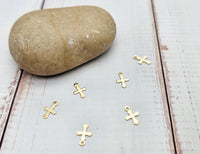 10 breloques petite croix dorée acier inoxydable