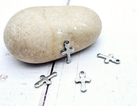 10 breloques croix religion 12mm acier inoxydable