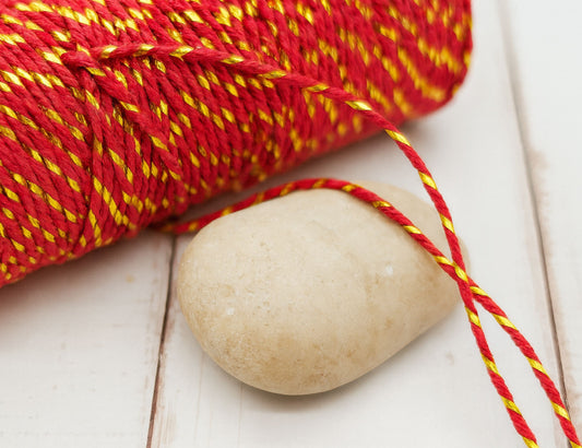 Bobine de ficelle style Baker’s Twine orange-rouge et doré - 50m