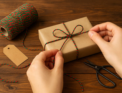 Bobine de ficelle style Baker’s Twine rouge et vert – 100 mètres