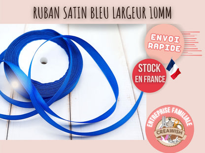 Ruban satin bleu 22 mètres – Largeur 10 mm