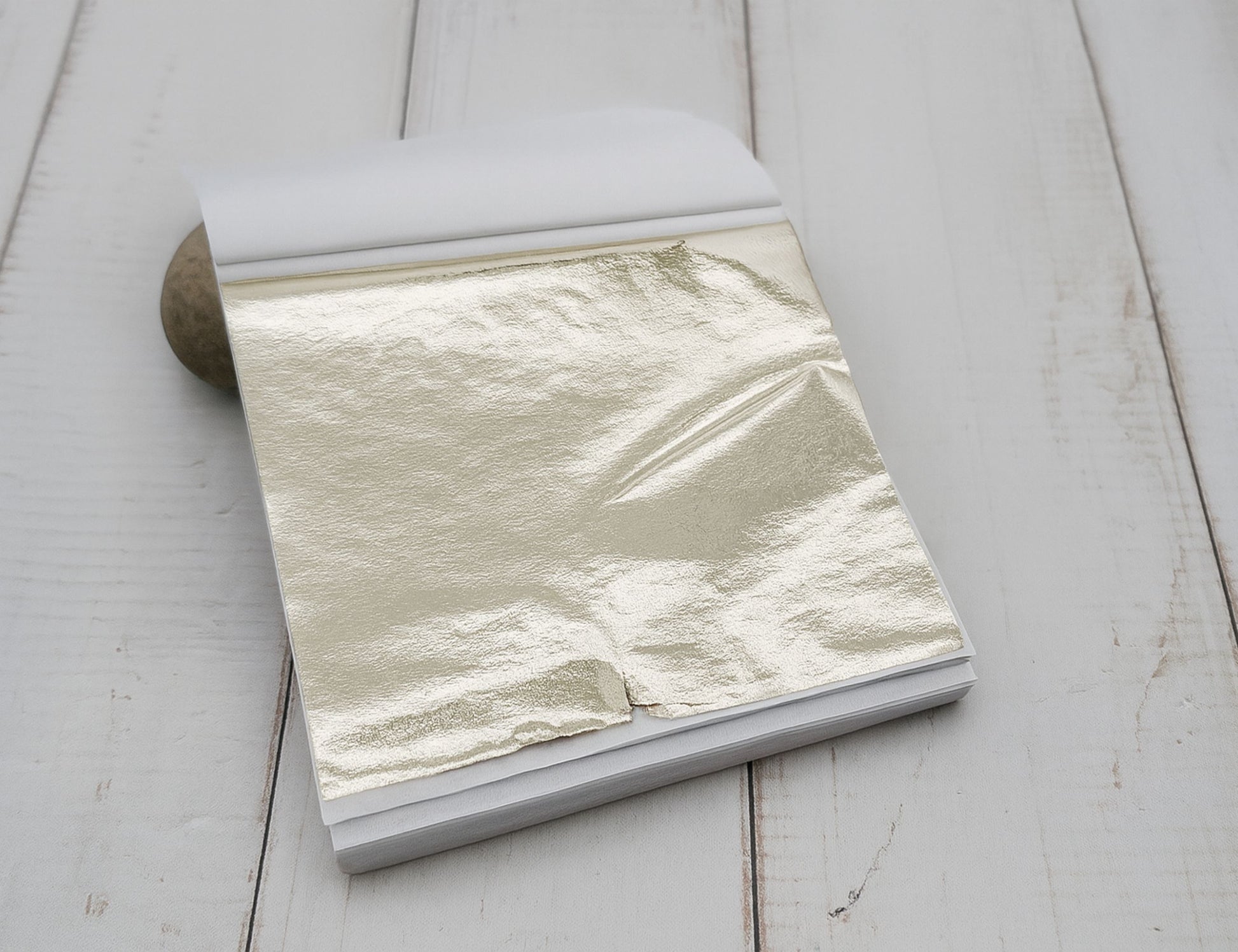 100 Feuilles à Dorer - Imitation champagne argent (8x8 cm)