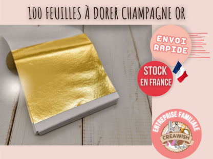 100 Feuilles à Dorer - Imitation champagne or (8x8 cm)