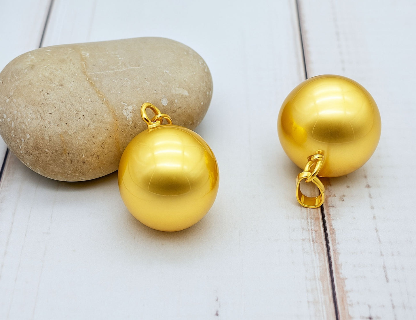 2 pendentifs bola bille sonore 20,5mm or mat - Avec bélière