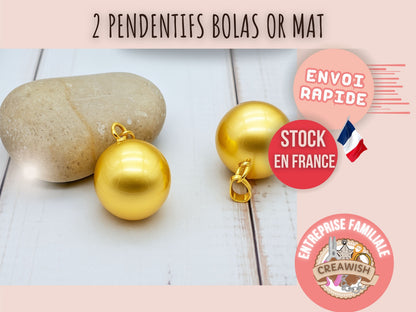 2 pendentifs bola bille sonore 20,5mm or mat - Avec bélière