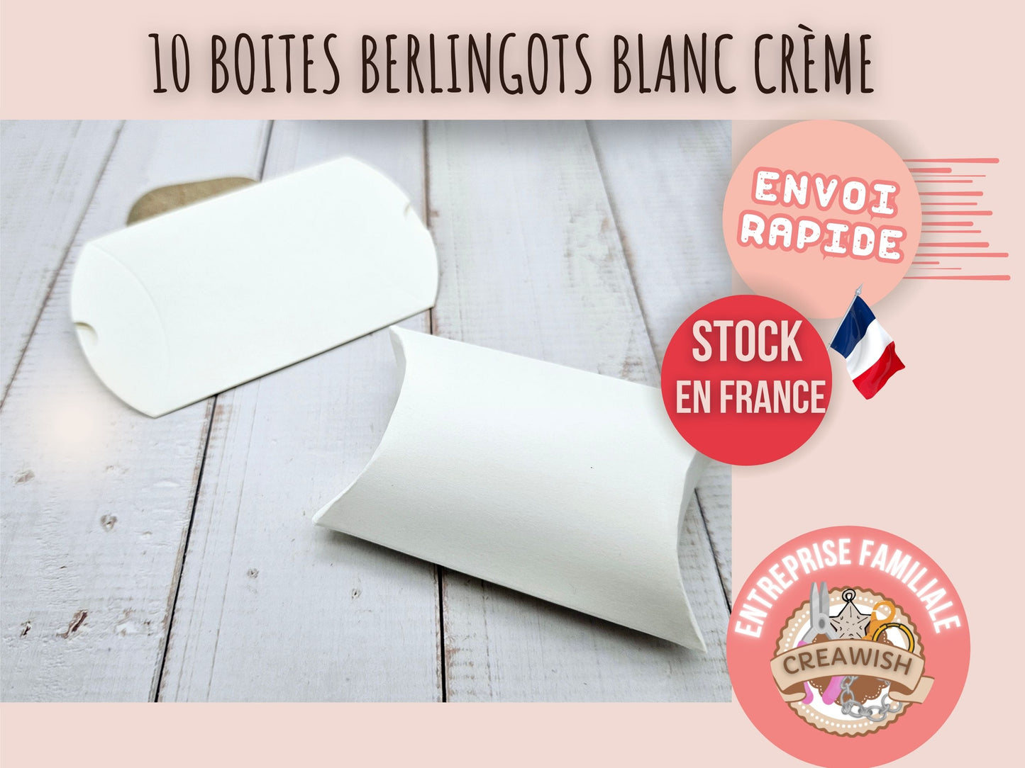 10 boîtes cadeaux berlingots blanc crème