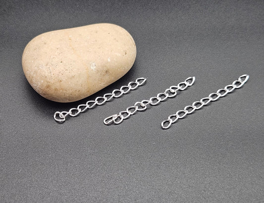 100 chaînettes d'extension maille courbée couleur argent clair