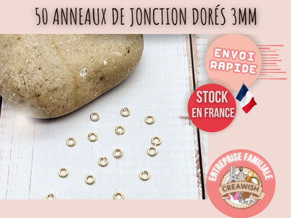 50 anneaux de jonction 3mm couleur or
