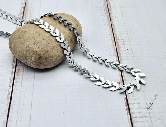 Chaîne maille chevron épis acier inoxydable