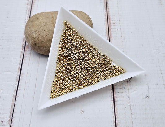500 perles rondes 2mm acier inoxydable doré