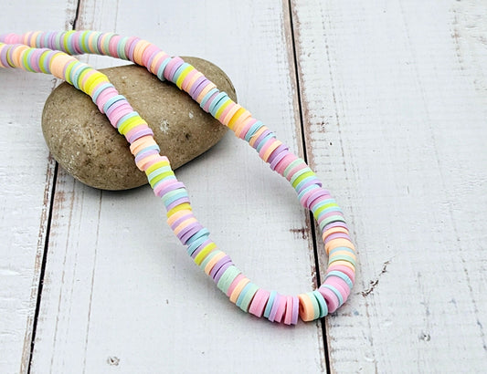 290 perles heishi tons pastels clairs 6mm