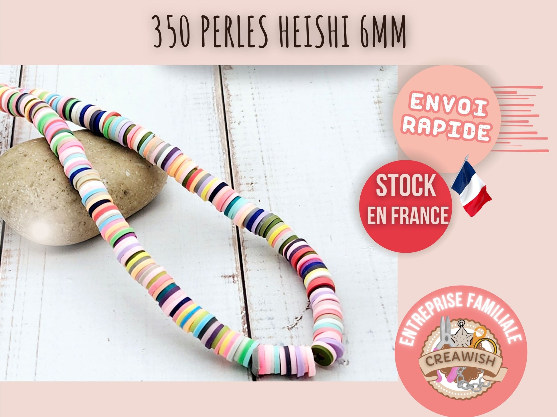 350 perles heishi multicolores 6mm