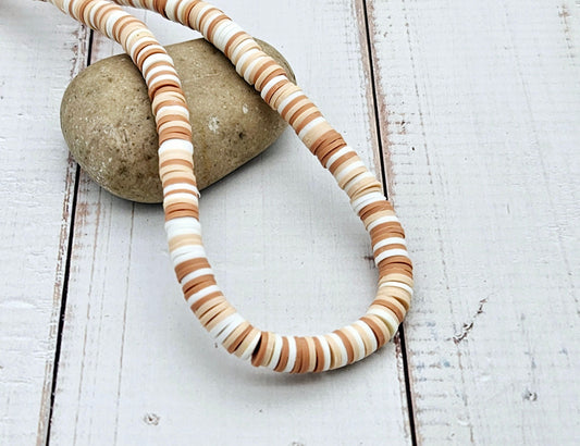 360 perles heishi brun sable blanc 6mm