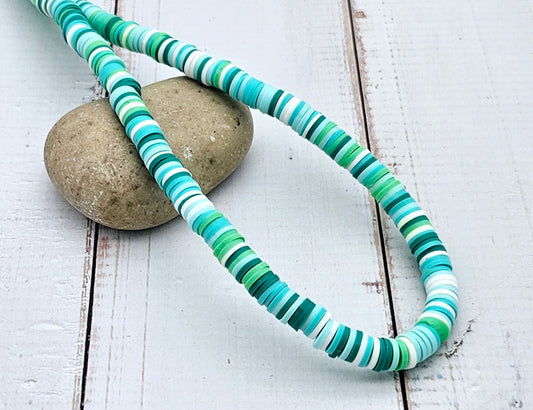 360 perles heishi tons vert et turquoise 6mm