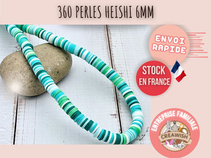 360 perles heishi tons vert et turquoise 6mm