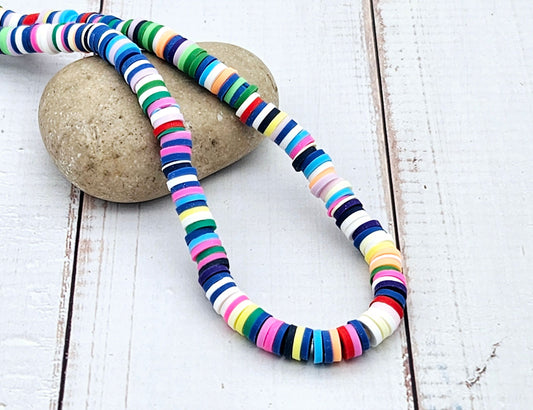 290 perles heishi tons multicolores foncés 6mm