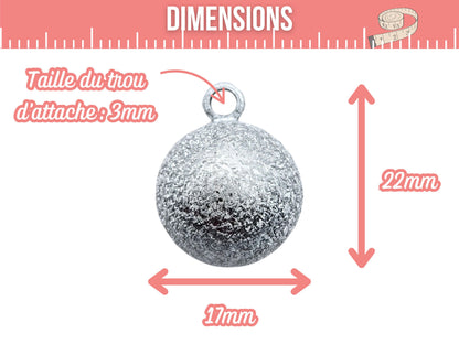 2 pendentifs bola texturé bille sonore argent
