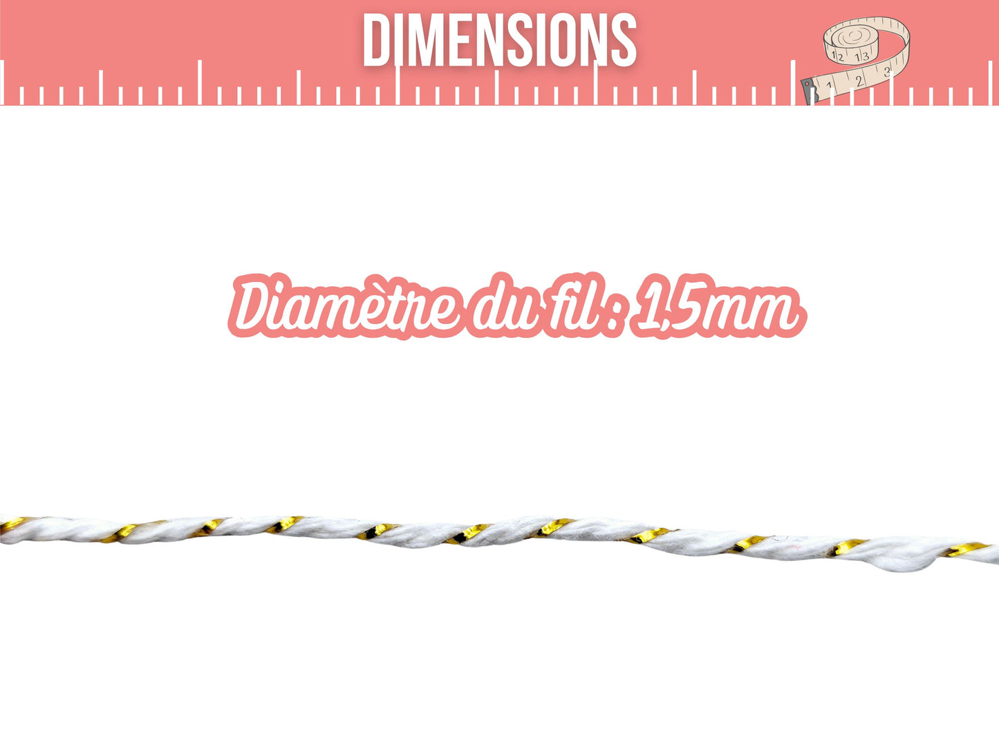 Ficelle Baker’s Twine blanc et or – 10 mètres