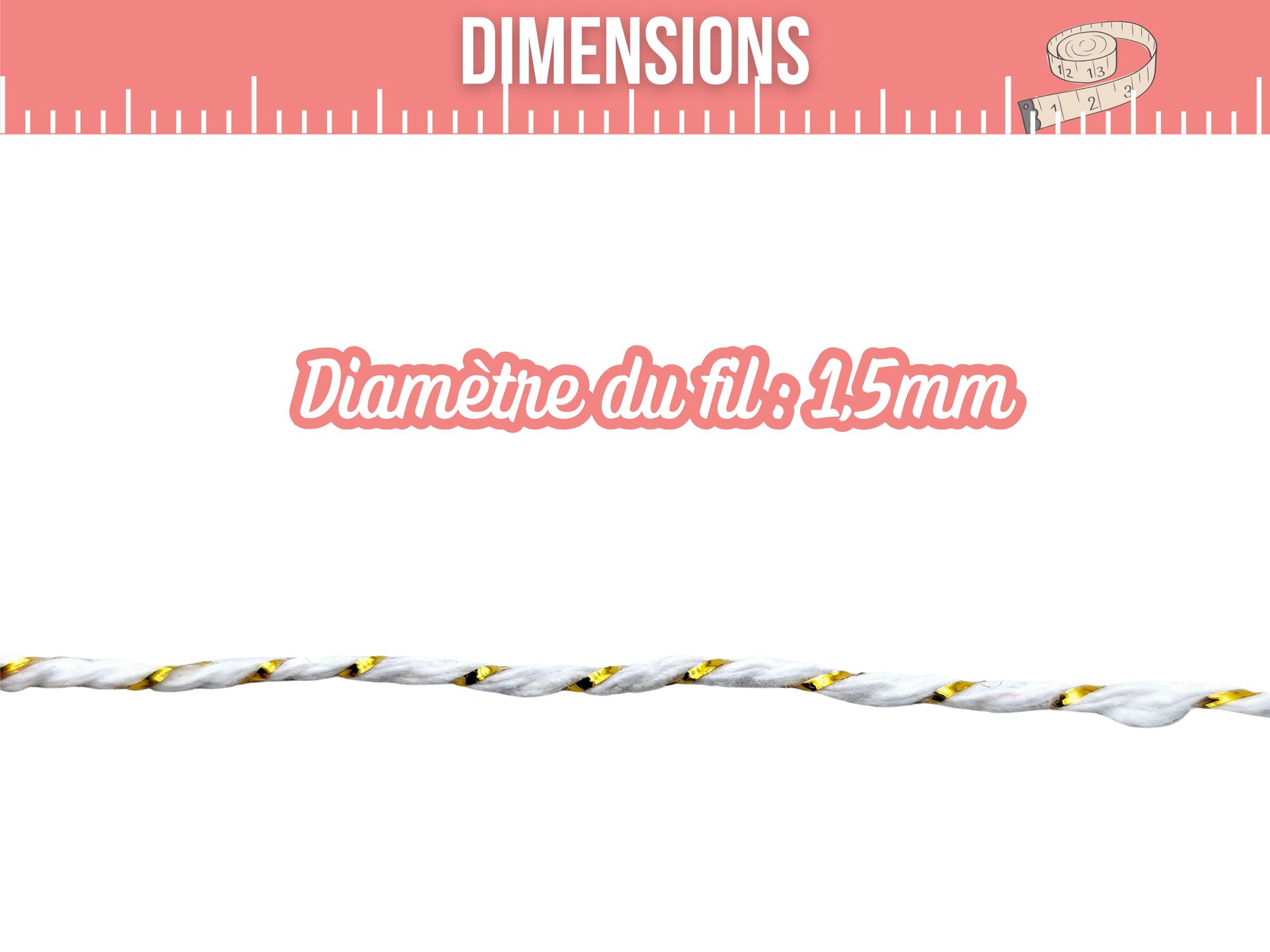 Ficelle Baker’s Twine blanc et or – 10 mètres