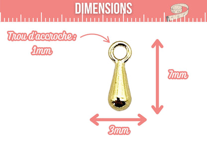 200 breloques gouttes 7mm couleur or
