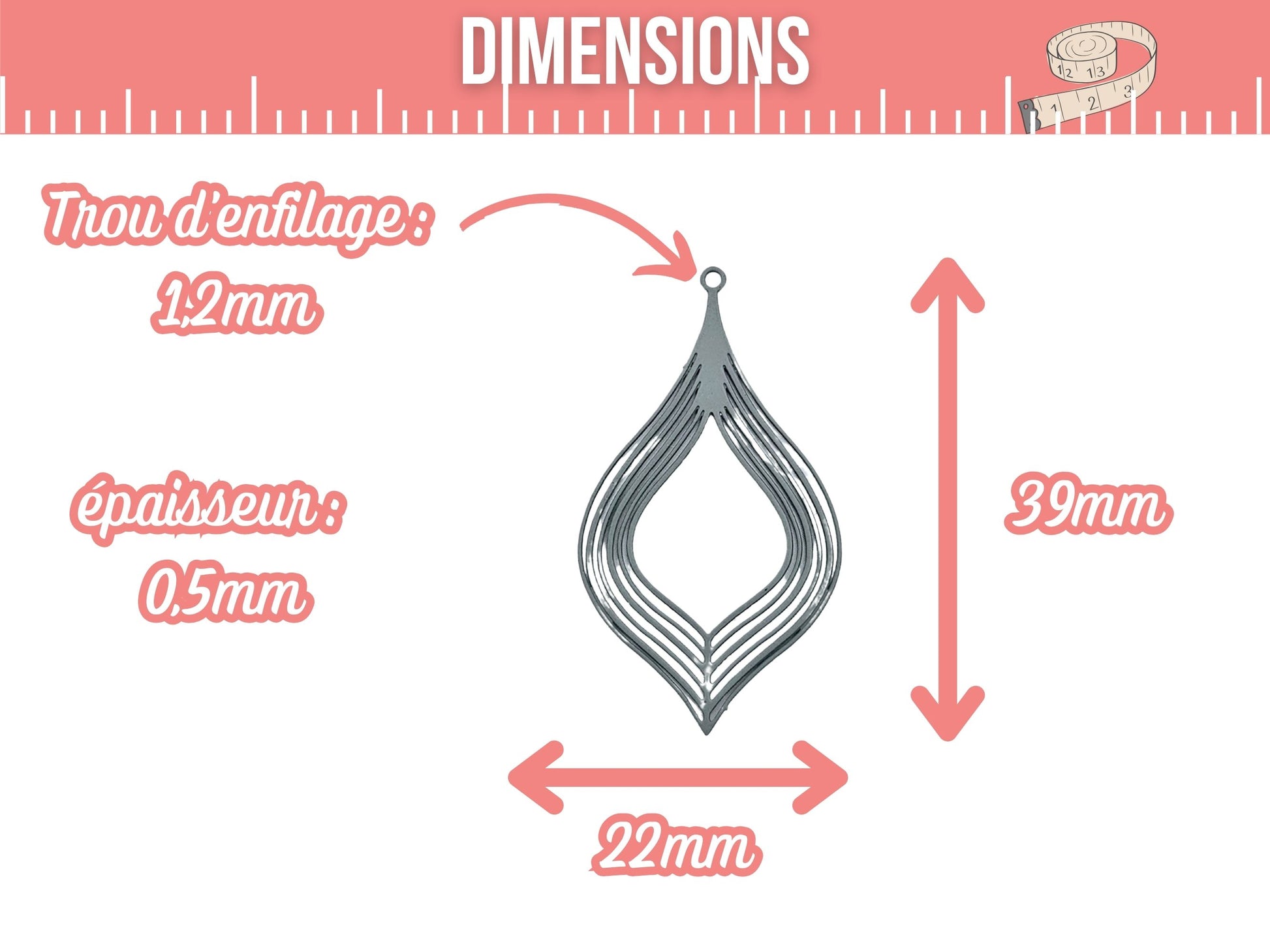 10 estampes feuilles grises acier inoxydable
